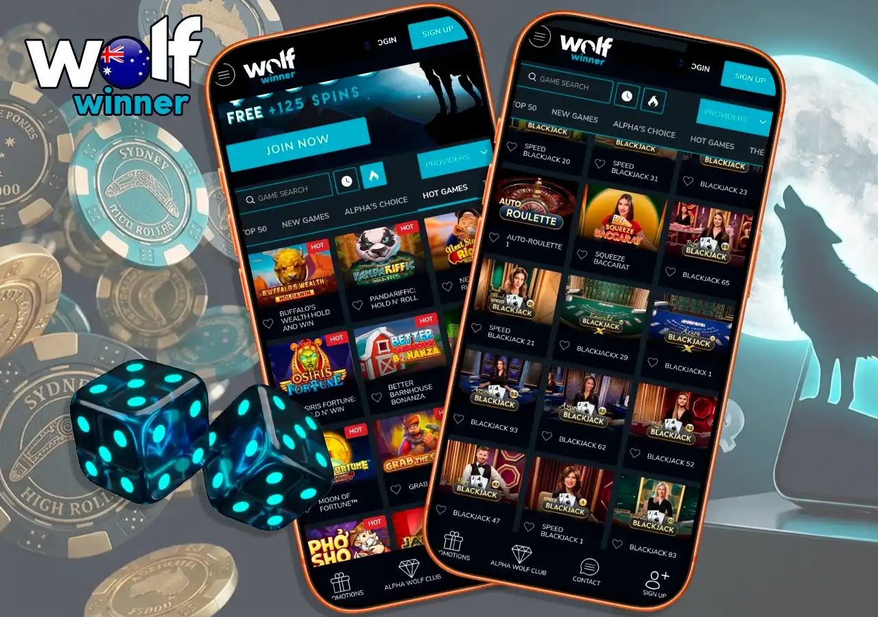 Premium live dealer casino games and classic table blackjack at Wolf Winner.